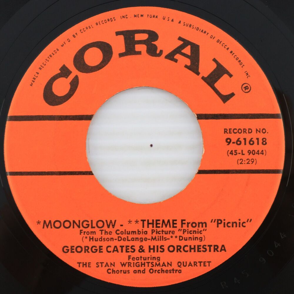 George Cates - Moonglow  / Rio Batucada - 1956 45 rpm 7" Single  Record 9-61618